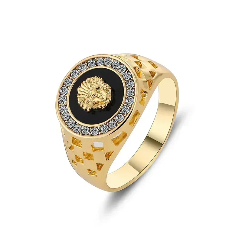 luckacco creative medusa ring for men inlaid with zircon fashion domineering rings female punk style jewelry couple gift