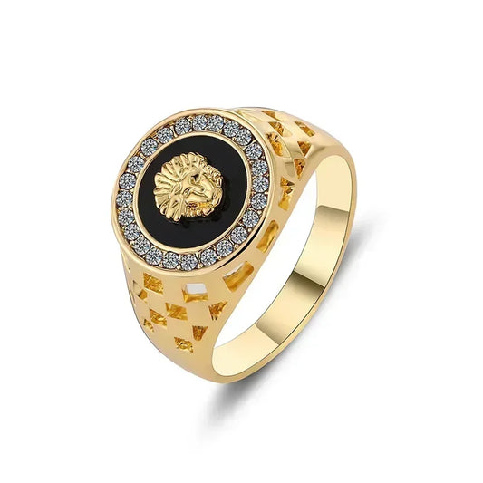 Luckacco Creative Medusa Ring for Men Inlaid with Zircon Fashion Domineering Rings Female Punk Style Jewelry Couple Gift