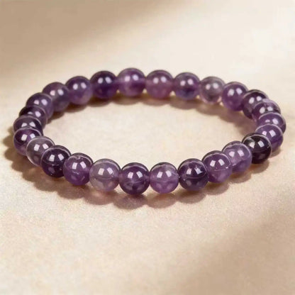Luckacco Amethyst Beaded Stretch Bracelet Bohemian Style Crystal Jewelry for Women Adjustable Fit Most Wrists Trendy Daily Wear Accessory