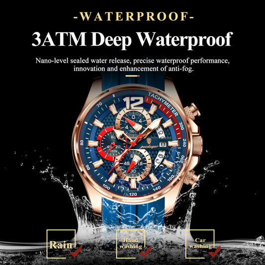Luckacco POEDAGAR Luxury Military Men Watch Calendar Chronograph Waterproof Luminous Man Wristwatch Fashion Silicone Quartz Men's Watches