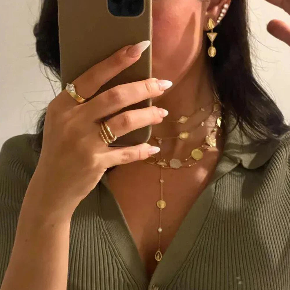 luckacco 2025 new bling popular round zircon necklace cz paved  necklace   gold color fashion jewelry gift for women