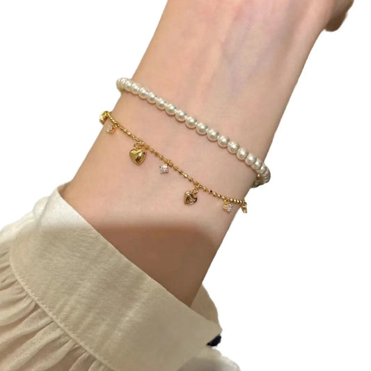 Luckacco Alloy Bracelet New High-End Jewelry Minimalist Zircon Charm Chain Style Bracelet for Women