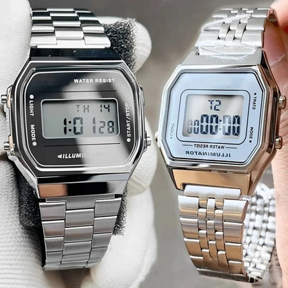 Luckacco F91W Luxury Watch Waterproof Retro Digital Stainless Steel Sports Military Watches Men Women Electronic Wrist Watches Clock