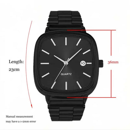Luckacco Fashion Brand Men Watch Steel Strap Business Calendar Quartz Watches Luxury Wristwatches Gift  Big Dial Clock