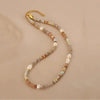 Luckacco Minar Retro Colorful Natural Stone Crystal Freshwater Pearl Strand Beaded Necklace for Women 14K Real Gold Plated Copper Chokers