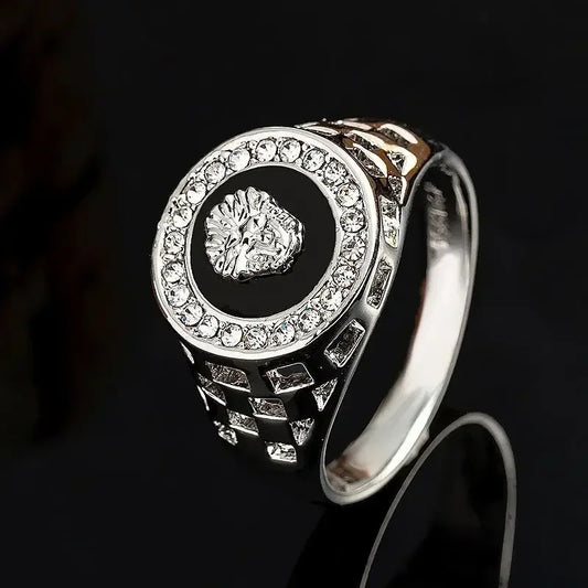 Luckacco Creative Medusa Ring for Men Inlaid with Zircon Fashion Domineering Rings Female Punk Style Jewelry Couple Gift