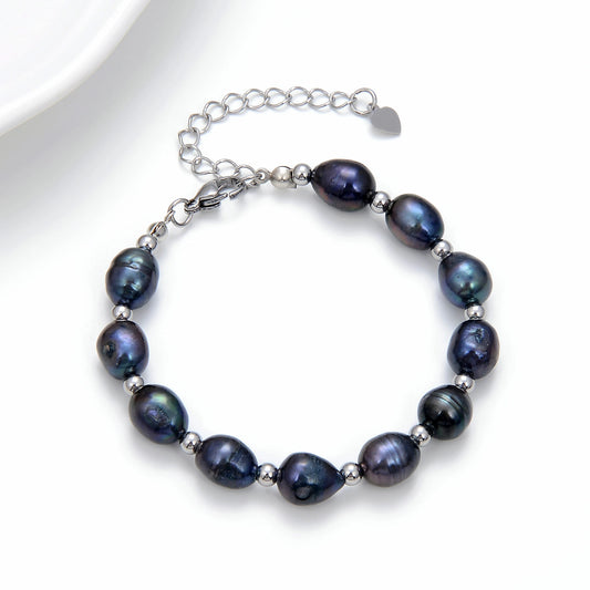 Luckacco 2022 Korea Hot Selling Natural Baroque Pearl Bracelet For Women Fashion Simple White Freshwater Pearl Bracelet Wedding Jewelry