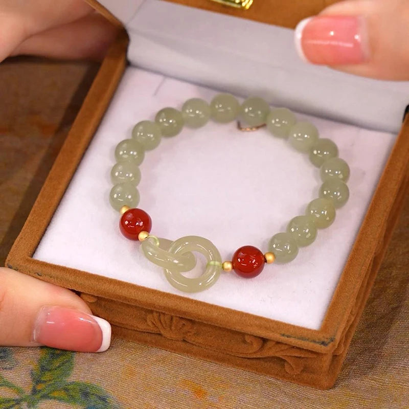 luckacco summer valentine's day gift love heart jade beads charm bracelet for women girl fashion natural bracelet to love jewelry gifts