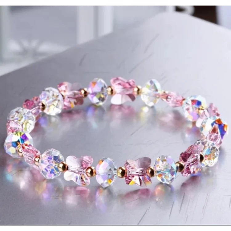 luckacco new ab butterfly crystal beaded bracelets women sweet temperament handwork bracelets&bangles charms jewelry making men bracelet