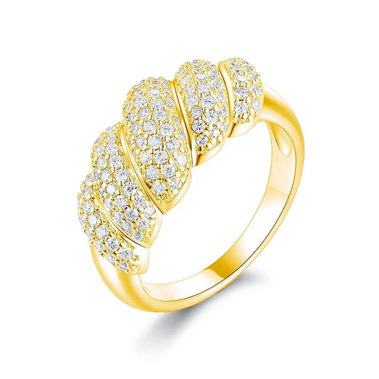 Luckacco Luxury 100% Real 18k Gold Platinum PT950 Women's Niche High-end Bread Shape Ring