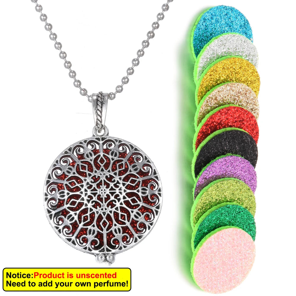 luckacco new aroma kaleidoscope retro necklace antique locket pendant magnetic perfume essential oil diffuser locket aromatherapy jewelry
