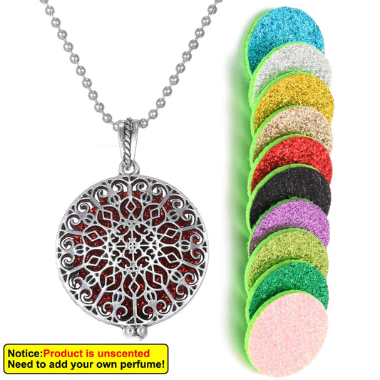 Luckacco New Aroma Kaleidoscope Retro Necklace Antique Locket Pendant Magnetic Perfume Essential Oil Diffuser Locket Aromatherapy Jewelry