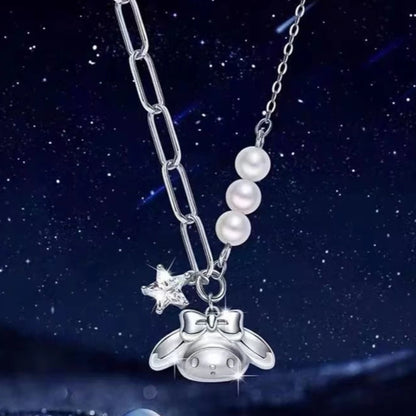 Luckacco Y2K Melody Crystal Pendant Necklace Personality Woman Collar Accessories Fashion Gifts Cartoon Kawaii Necklace Jewelry