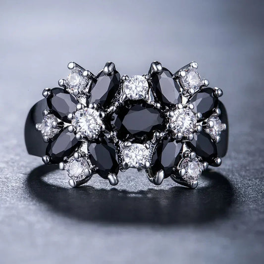 Luckacco Hot Sale Cocktail Party Ring Flower Cubic Zirconia  Valentine's Day Gift  Fashion Jewelry Luxury Rings for Women & Lover
