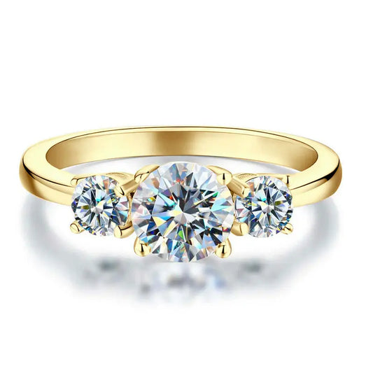 Luckacco OXTAO 3 Stone Engagement Rings for Women 925 Sterling Silver Luxury Jewelry 6.5mm Wedding Rings VVS1 D Moissanite Ring Jewelry