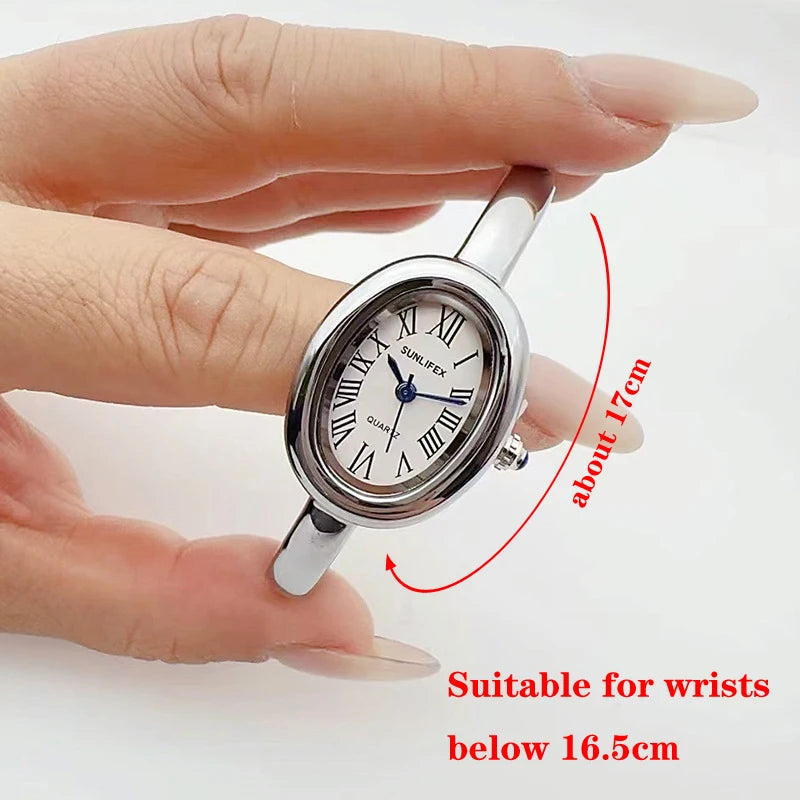 luckacco famous brand women quartz watch fashion luxury gold wristwatch gift ladies rome dial bracelet watch  clock