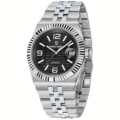 Luckacco New 40mm Mechanical Watch PAGANI DESIGN Men Watches Stainless Steel 100M Waterproof Wristwatch Sapphire Glass Clock Reloj Hombre