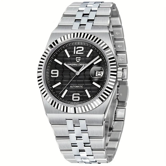 Luckacco New 40mm Mechanical Watch PAGANI DESIGN Men Watches Stainless Steel 100M Waterproof Wristwatch Sapphire Glass Clock Reloj Hombre