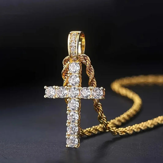 Luckacco daily picks 60Cm Twisted Chain Long Necklace for Women/Men Fashion Luxury Cubic Zirconia Cross Pendant Necklace Gift Love Accessories