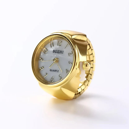 Luckacco Steel Fun New Roman Quartz Finger Watch Rings Vintage Punk Mini Elastic Strap Alloy Watches Couple Rings Jewelry Clock Women Men