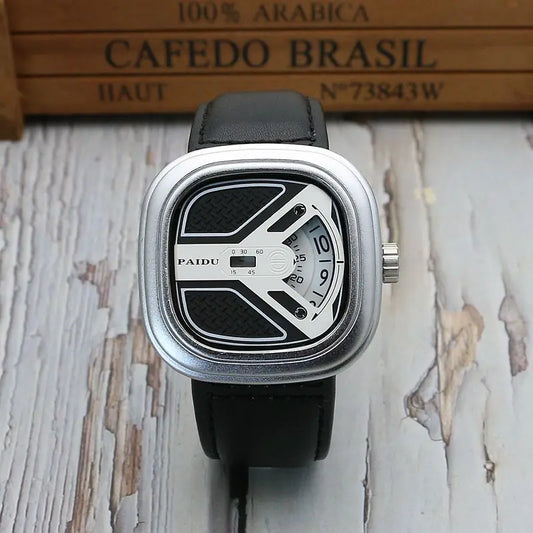 Luckacco UTHAI CE96 Punk Style Square Wheel Man watch Fashion Wheel Fashion Watch Wild Belt Waterproof Quartz Watch watches for man