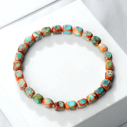 Luckacco Vintage Emperor Stone Beaded Bracelets Natural Stone Charm Elastic Strand Bracelet & Bangle Bohemian Yoga Jewelry for Women Men