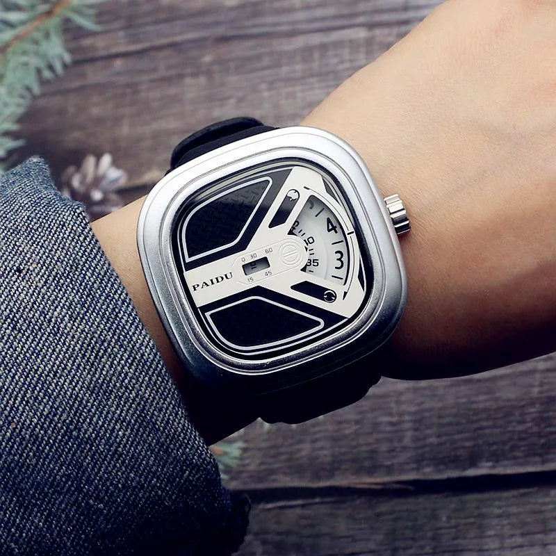 luckacco uthai ce96 punk style square wheel man watch fashion wheel fashion watch wild belt waterproof quartz watch watches for man