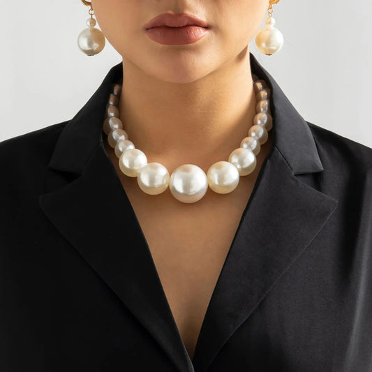 Luckacco Multi-Layer White Imitation Pearl Necklace Bead  Chain Punk Ladies Wedding Short Clavicle Necklac Girl Charm Banquet Jewelry