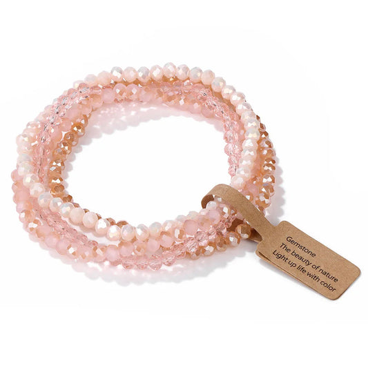 Luckacco Handmade Women Crystal Beaded Bracelet Set 3x4mm Round Glass Beads Stretch Bracelets Female Girls Boho Bangles Jewelry Gift