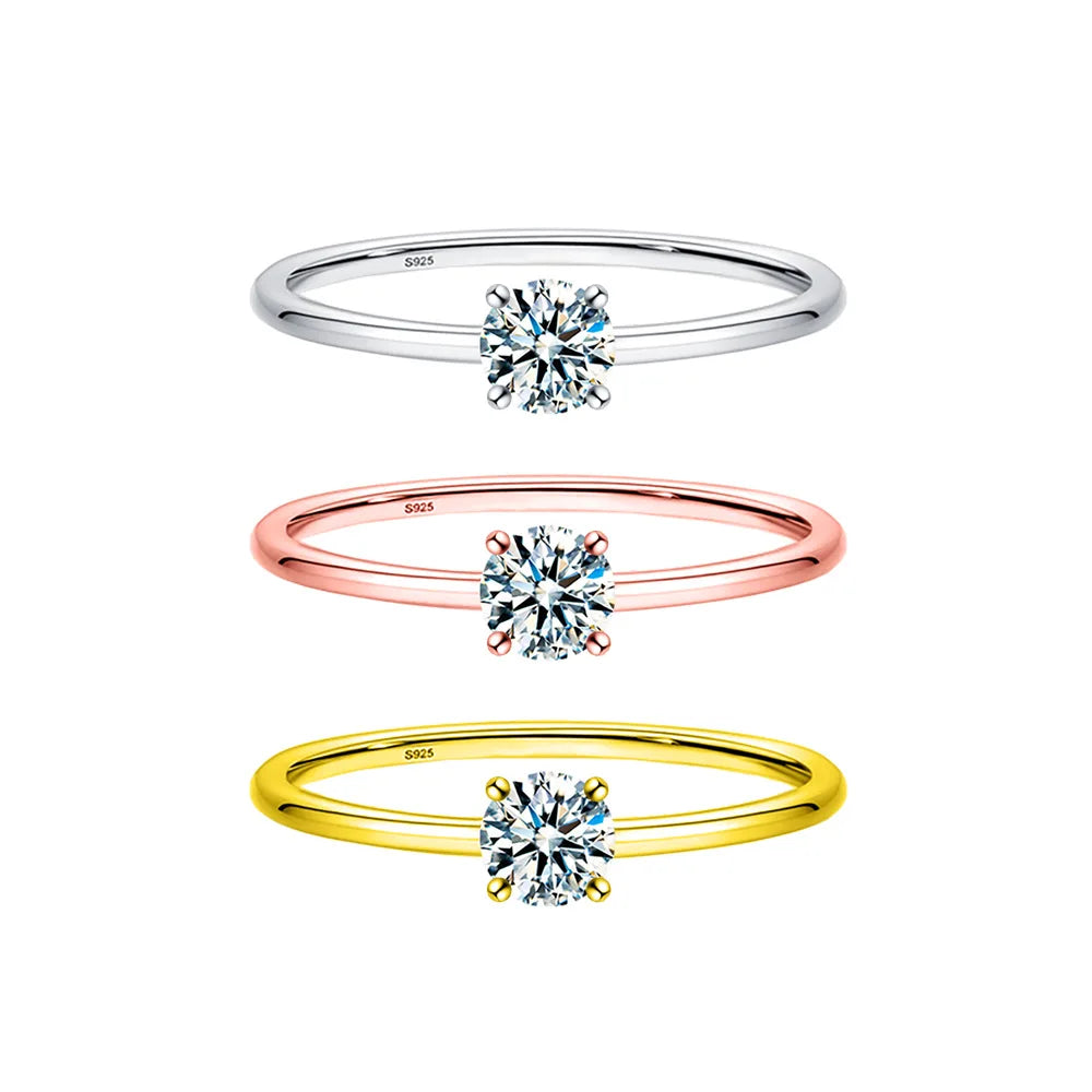 luckacco simple fine rea d color moissanite diamond ring 925 sterling silver party wedding band rings for women engagement jewelry
