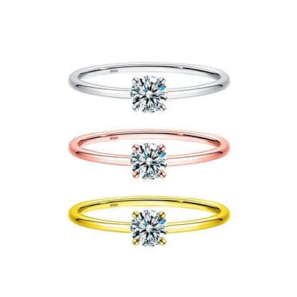 Luckacco Simple Fine Rea D Color Moissanite Diamond Ring 925 Sterling Silver Party Wedding Band Rings for Women Engagement Jewelry