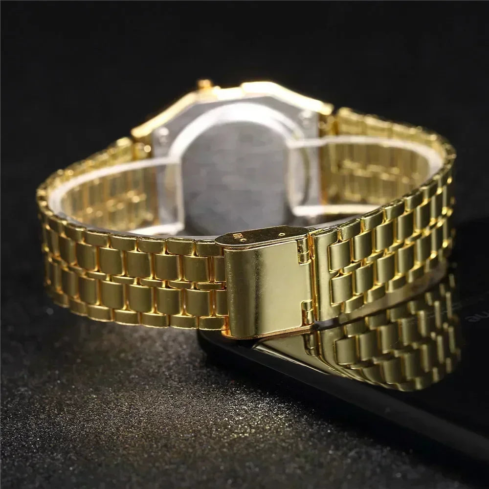 luckacco 2025 digital watches for men sports waterproof bracelet clock gold electronice led wristwatch women casucal montre homme relogio