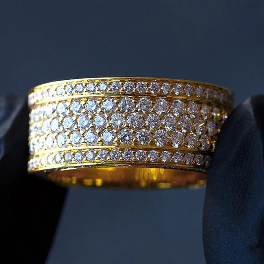 Luckacco New Eternity Wedding Bands Women's Rings Luxury Gold Color Paved Cubic Zirconia Simple and Elegant Female Anniversary Jewelry