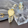 Luckacco Women's heart-alloy case Sparkly cute heart-shaped glass rhinestone bracelet Elegant stylish quartz watch