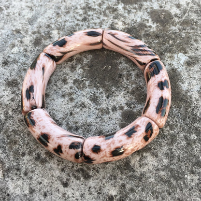 Luckacco FishSheep Vintage Leopard Print Acrylic Stackable Bracelets Bangles for Women Resin Stretchy Bracelet 2023 Fashion Jewelry Gift