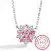 Luckacco Korean Fashion Style Pink Quartz Silver 925 Jewelry Necklace for Women Luxury Pendant Necklaces Wedding Party Birthday Gifts