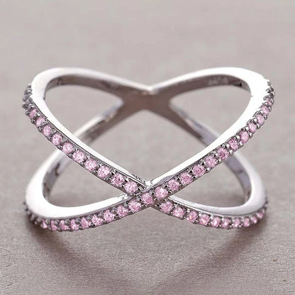 Luckacco daily picks Luxury Cross X Shape Women Engagement Ring Full Paved CZ Stone Silver Color Elegant Simple Female Jewelry Ring Hot Sale