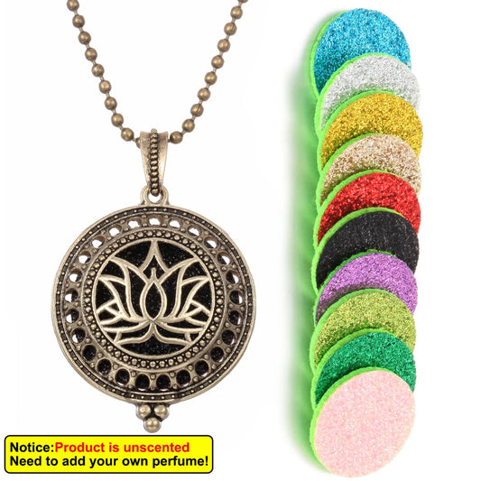 Luckacco New Aroma Kaleidoscope Retro Necklace Antique Locket Pendant Magnetic Perfume Essential Oil Diffuser Locket Aromatherapy Jewelry