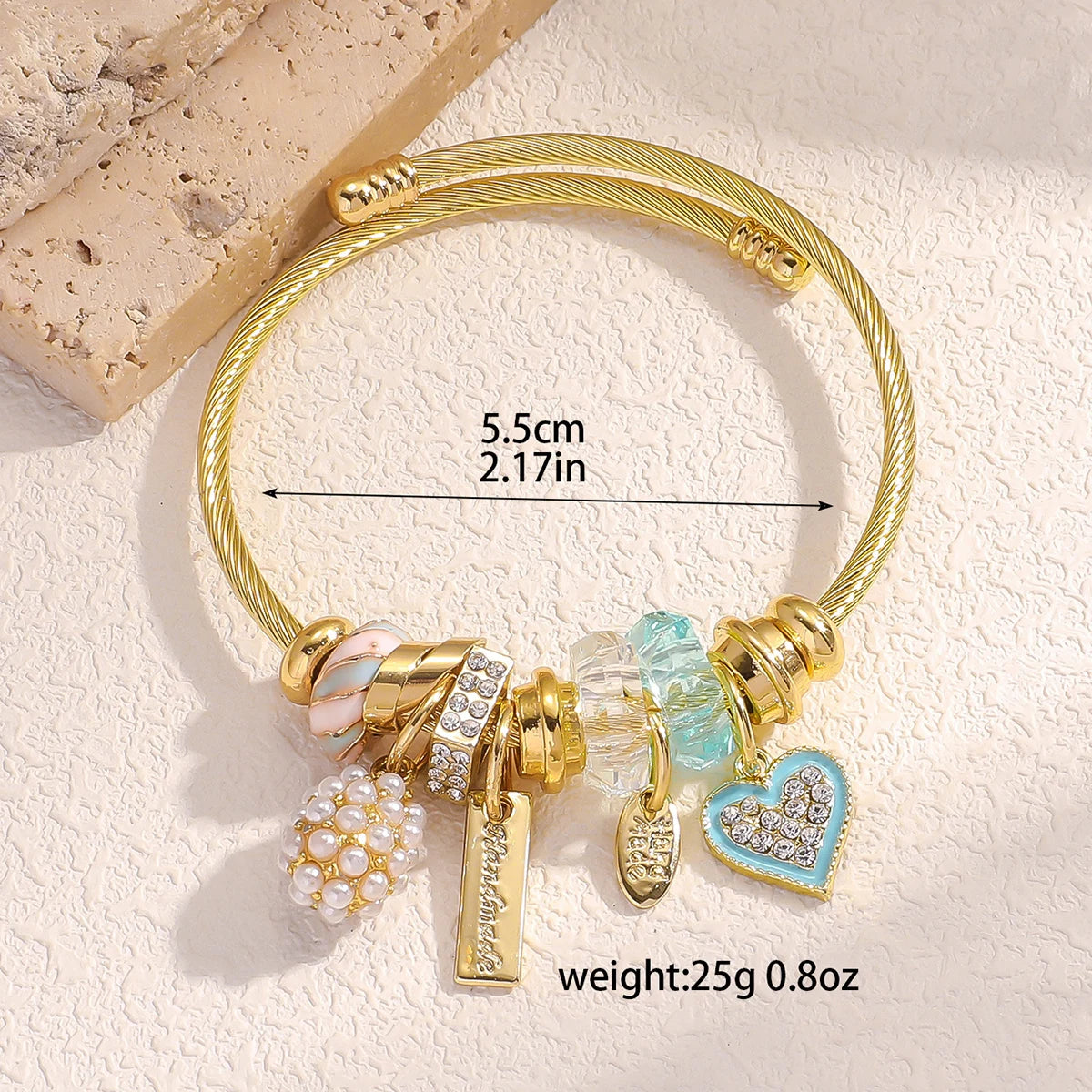 luckacco fashion multi element stainless steel circle panjiadora beaded love bracelet suitable for women's dating, daily holiday gifts