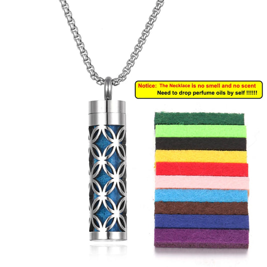 Luckacco Long Strip Stainless Steel Aromatherapy Necklace Perfume Diffuser Essential Oil Diffuser Pendant Necklace Jewelry Accessories