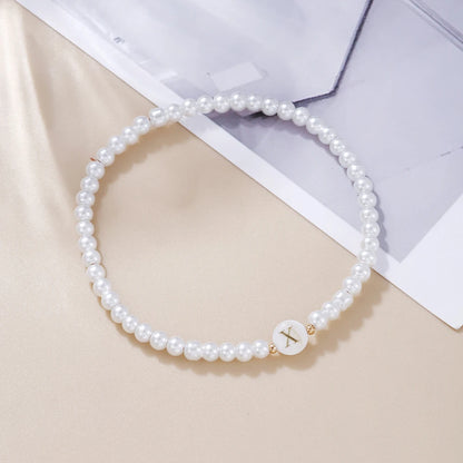 Luckacco New Fashion 26 Letter Bracelet Women Temperament Handmade Simulated Pearl Bead Bracelet For Women Jewelry Gift