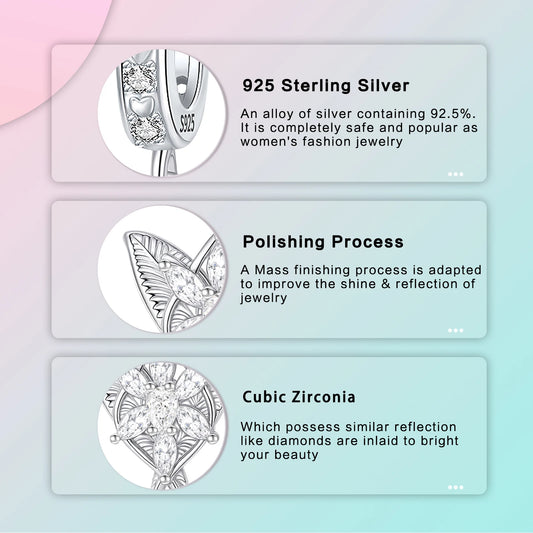 Luckacco 925 Sterling Silver Charms Flower Grass Leaf Pendants Fit 4MM Hole Diameter Bracelets Fine DIY Jewelry Gifts