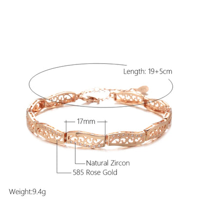 Luckacco Kinel Fashion 585 Rose Gold Ethnic Bride Bracelet For Women Luxury Natural Zircon Vintage Wedding Fine Jewelry 2022 New