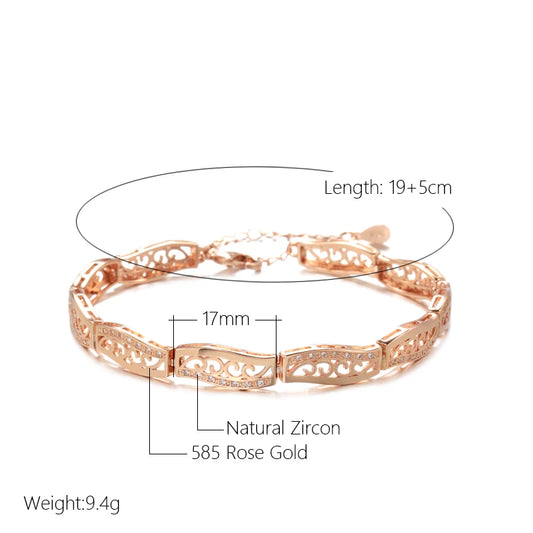 Luckacco Kinel Fashion 585 Rose Gold Ethnic Bride Bracelet For Women Luxury Natural Zircon Vintage Wedding Fine Jewelry 2022 New