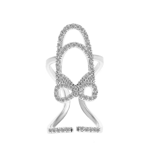 Luckacco Copper Inlaid Zircon Nail Ring Manicure Joint Ring for Women Trend Party Jewelry Fashion Party Jewelry Accessories Trendy