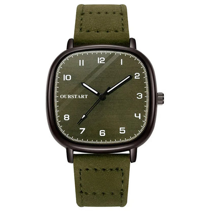 Luckacco Vintage Square Dial Leather Belt Wristwatch Brand Quartz Watch Youth Student Watch Casual Fashion Men Women Gift Clock