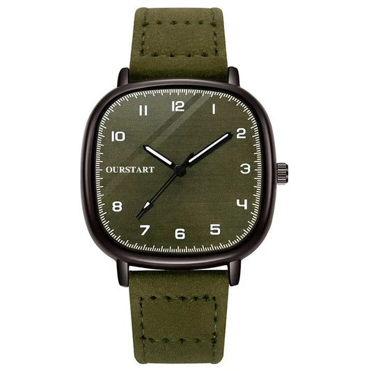 Luckacco Vintage Square Dial Leather Belt Wristwatch Brand Quartz Watch Youth Student Watch Casual Fashion Men Women Gift Clock