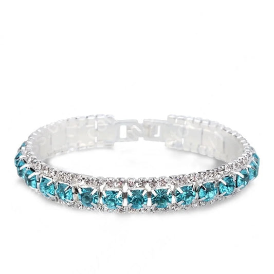 Luckacco New Arrival  925 Sterling Silver Silve Women Classic Jewelry Holiday Gift  Clear Red Cubic Zircon Bracelet& Bangle