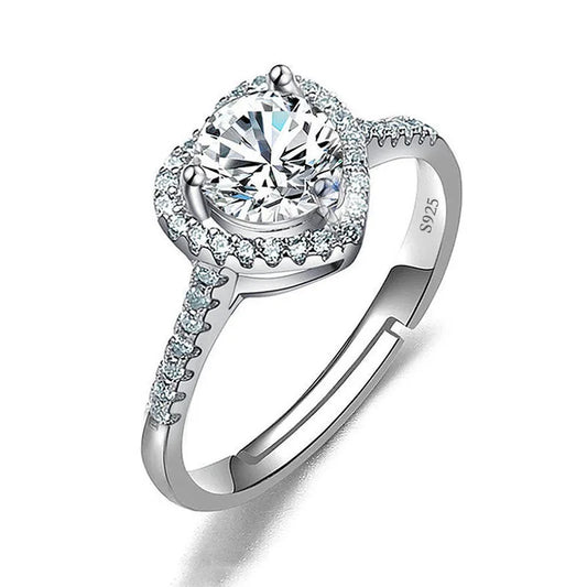 Luckacco Never Fade Luxury Classic 18K White Gold Color Ring Solitaire 2 Carat Zirconia Diamant Wedding Band Women Jewelry Accessories