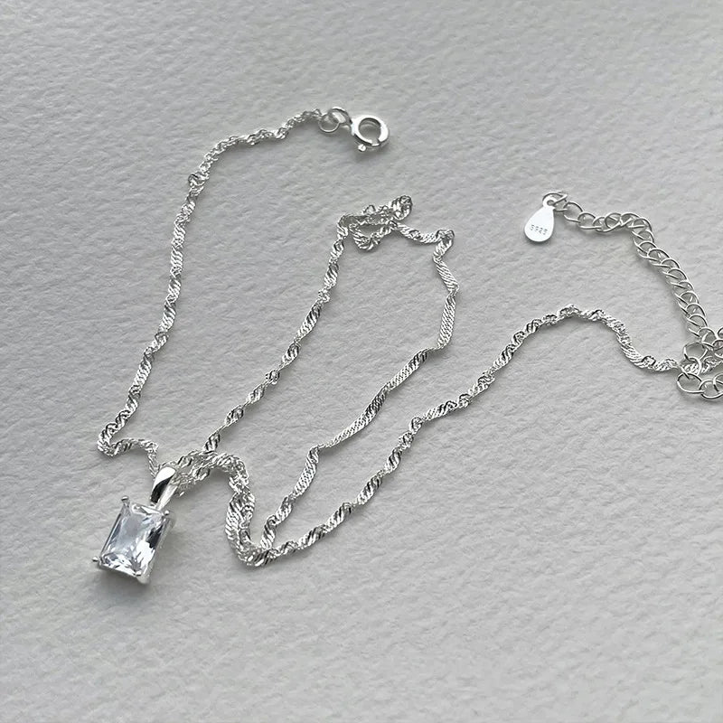 luckacco new trendy fashion 925 silver pearl simple elegant thin chain pendant necklace for women girl jewelry dropship